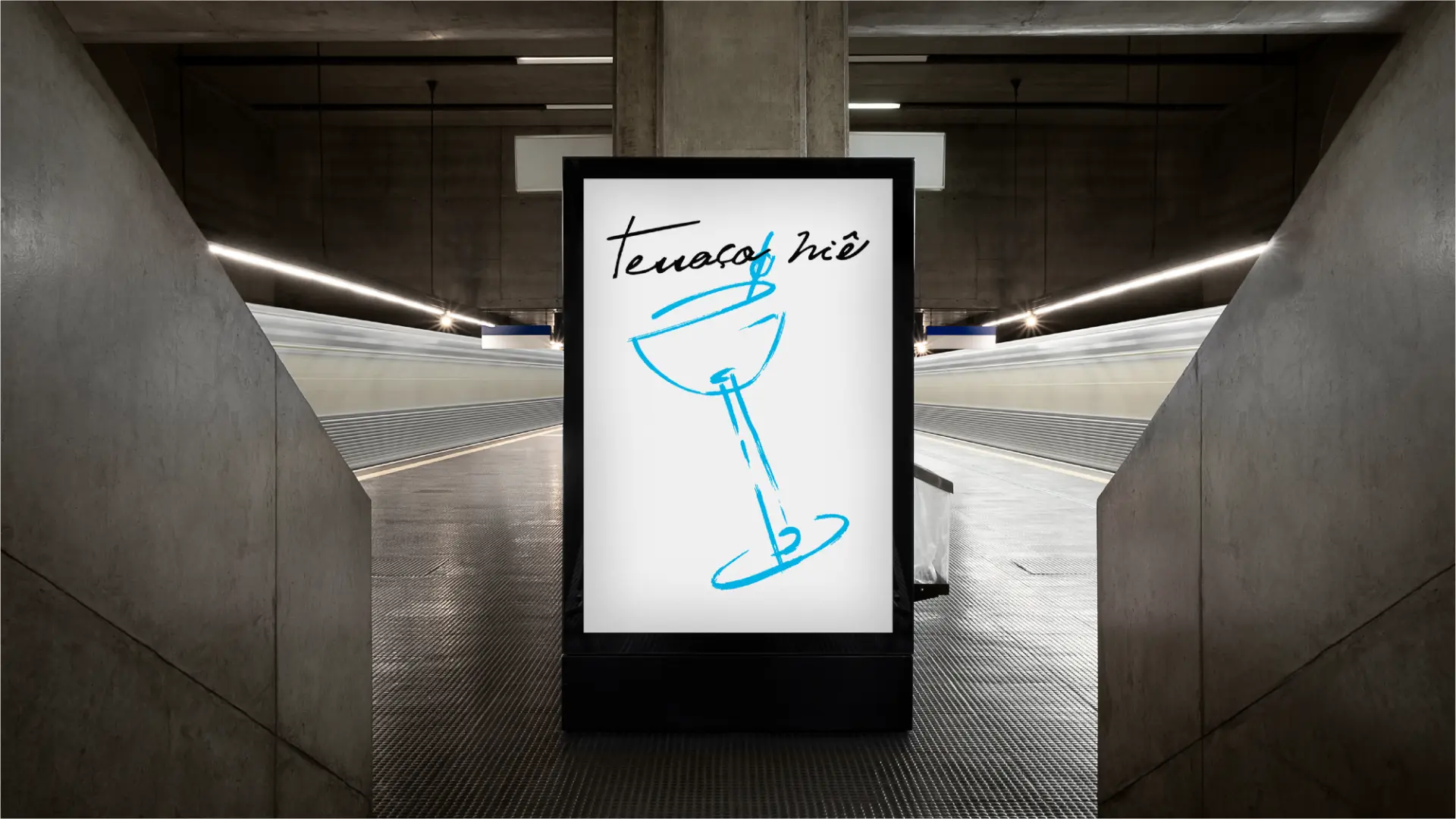 Painel publicitário do Terraço Niê em uma estação