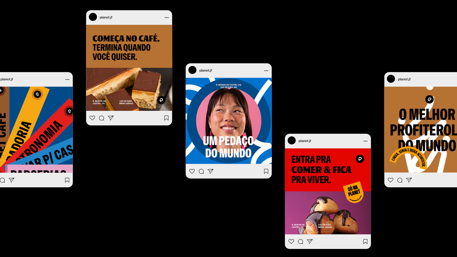 Composição de peças da Planet para redes sociais