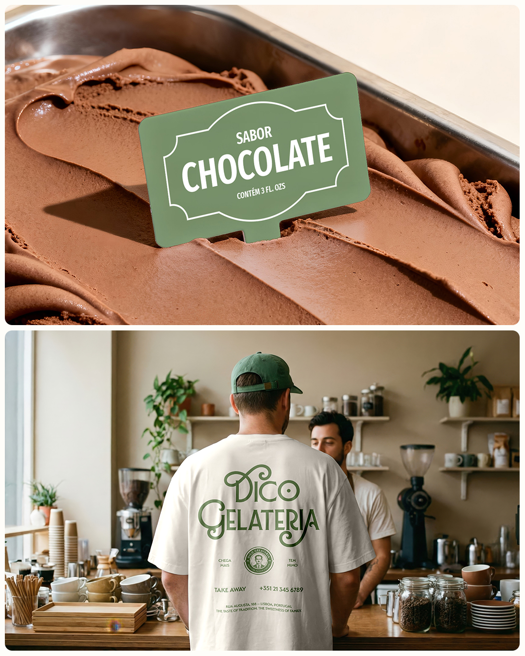 Aplicações da Dico em sinalização de sabores e camiseta